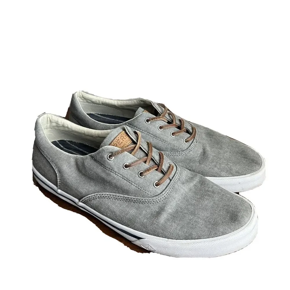 Sperry Shoes Sz 10.5 M Striper II CVO Salt Washed Sneakers STS17393 Grey Canvas